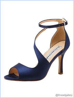 Satin Strappy High Heel Sandals with Ankle Strap & Cushioned Insole for Wedding